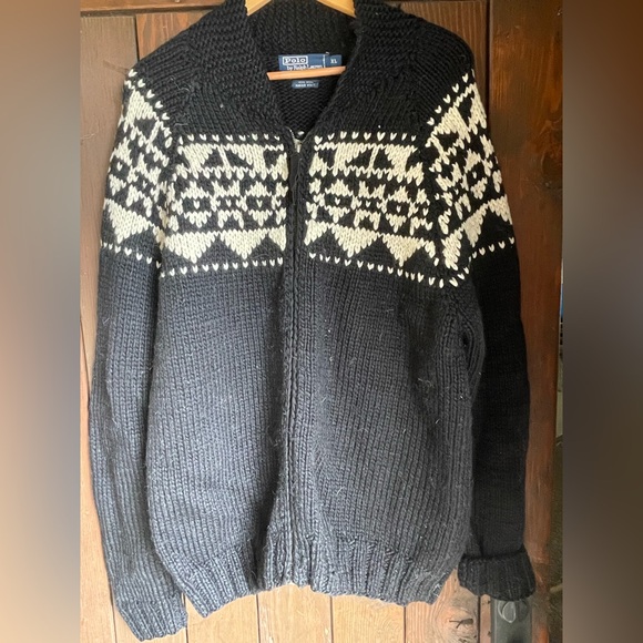 RARE New Polo Ralph Lauren hand knit black XL